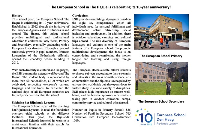 ES The Hague : 10-year anniversary​
