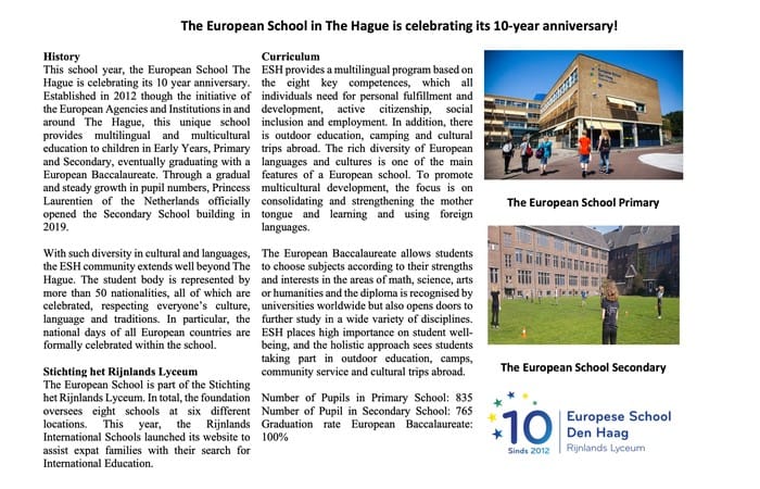 ES The Hague : 10-year anniversary​