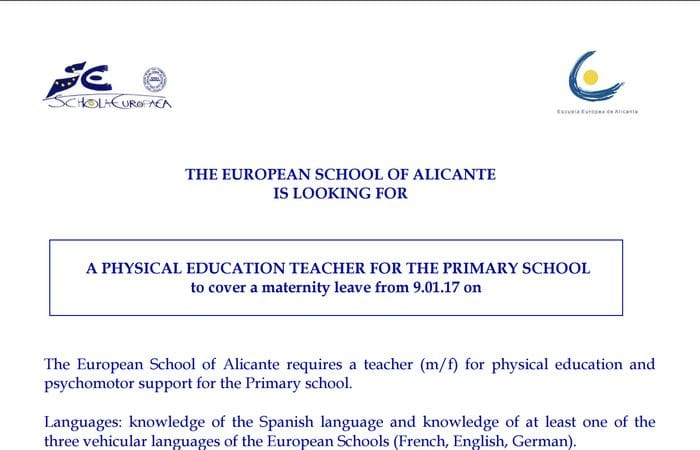 "Escuela Europea” Alicante Job Offer
