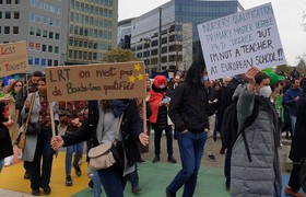 LRT teachers demand EU employment rights in Brussels protest
